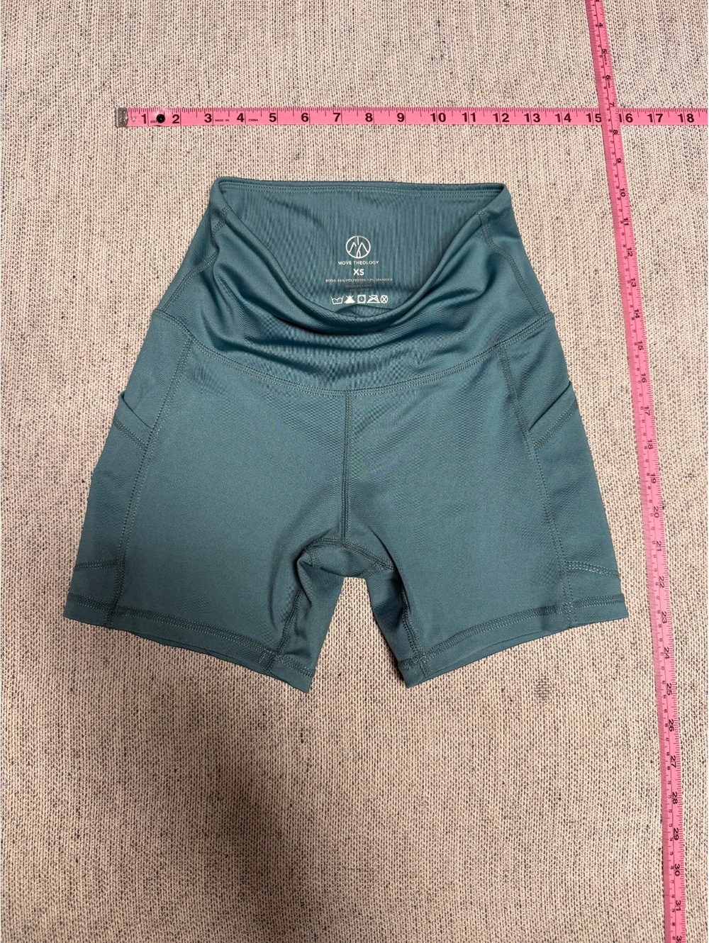 Move Theology XS High Waist Athletic Shorts in Teal Blue
